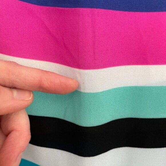 TORRID 1 Plus Size Striped Georgette Pocket Tank Top Blue White Pink Summer 1X - Picture 14 of 16